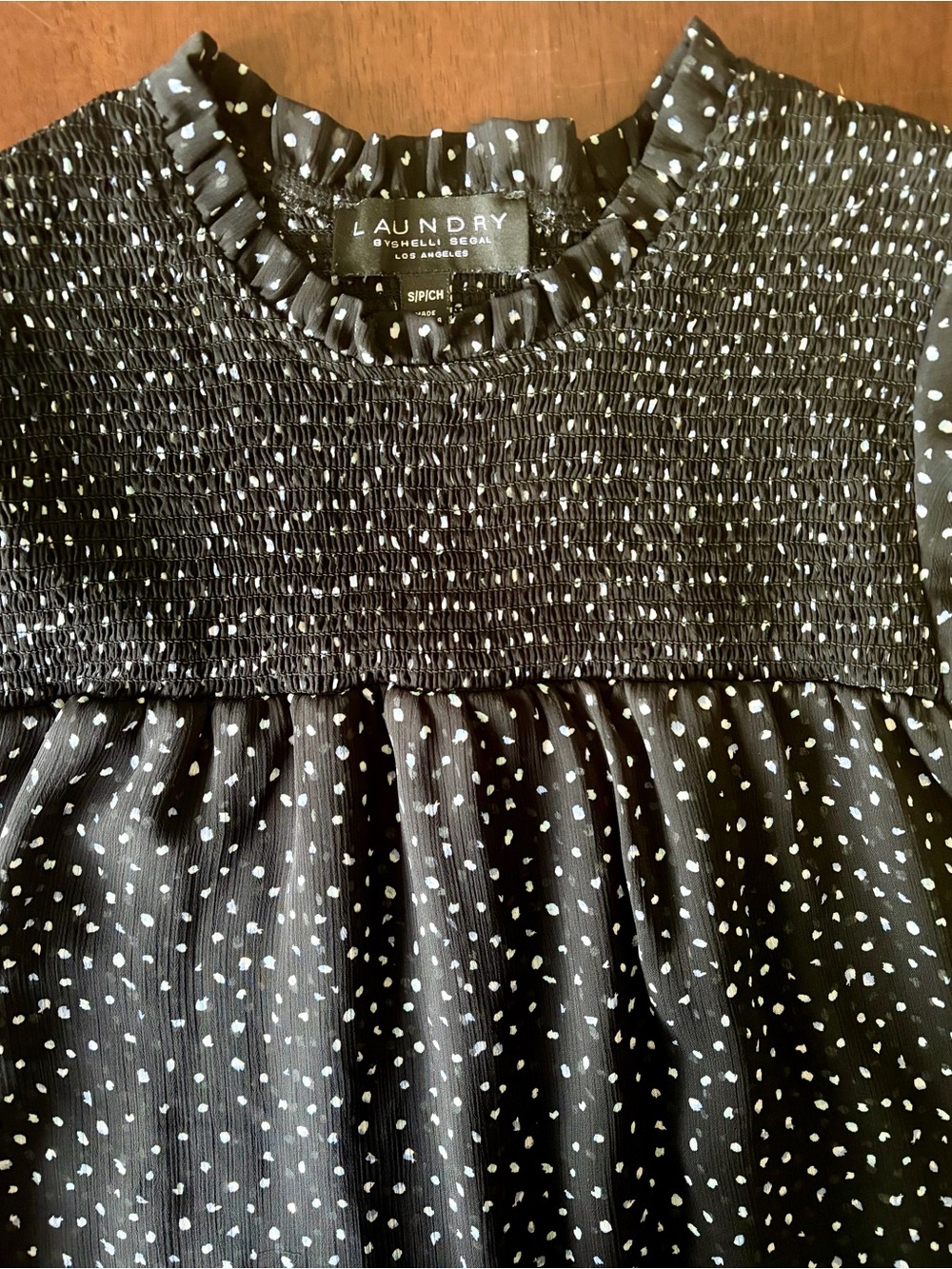Laundry By Shelli Segal Black with White Poka Dot Print Size Small